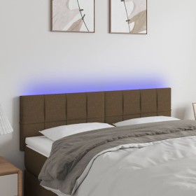 Headboard with LED in dark brown fabric 144x5x78/88 cm by , Headboards and footboards - Ref: Foro24-3121613, Price: 62,84 €, ...