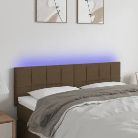Headboard with LED in dark brown fabric 144x5x78/88 cm by , Headboards and footboards - Ref: Foro24-3121613, Price: 64,41 €, ...
