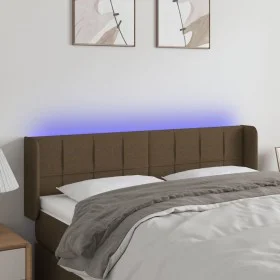 Dark brown fabric headboard with LED 147x16x78/88 cm by , Headboards and footboards - Ref: Foro24-3123237, Price: 75,07 €, Di...