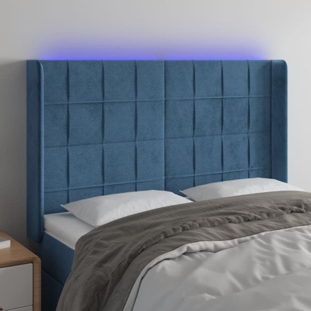 LED-Kopfteil aus dunkelblauem Samt, 147 x 16 x 118/128 cm von , Kopf- und Fußteile - Ref: Foro24-3124100, Preis: 101,05 €, Ra...