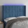 LED-Kopfteil aus dunkelblauem Samt, 147 x 16 x 118/128 cm von , Kopf- und Fußteile - Ref: Foro24-3124100, Preis: 101,05 €, Ra...