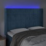 Cabecero con LED de terciopelo azul oscuro 147x16x118/128 cm