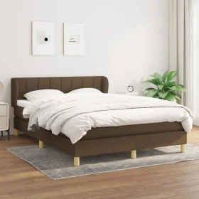 Box spring bed with dark brown fabric mattress 140x190 cm by , Beds and slatted bases - Ref: Foro24-3126800, Price: 449,62 €,...