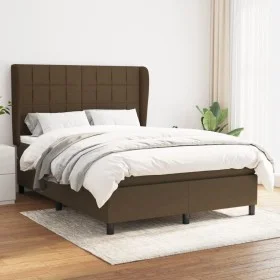 Box spring bed with dark brown fabric mattress 140x190 cm by , Beds and slatted bases - Ref: Foro24-3127960, Price: 519,27 €,...