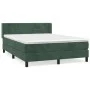 Cama box spring con colchón terciopelo verde oscuro 140x190 cm de , Camas y somieres - Ref: Foro24-3130958, Precio: 453,82 €,...
