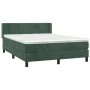 Cama box spring con colchón terciopelo verde oscuro 140x190 cm de , Camas y somieres - Ref: Foro24-3130958, Precio: 453,82 €,...