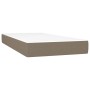 Cama box spring con colchón tela gris taupe 80x200 cm