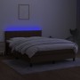 Box spring bed mattress LED lights dark brown fabric 140x190 cm by , Beds and slatted bases - Ref: Foro24-3133152, Price: 439...