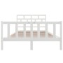 Estructura de cama doble sin colchón madera maciza blanco