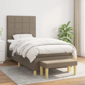 Box spring bed with taupe gray fabric mattress 90x200 cm by , Beds and slatted bases - Ref: Foro24-3137129, Price: 390,83 €, ...