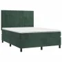 Box spring bed with dark green velvet mattress 140x190 cm by , Beds and slatted bases - Ref: Foro24-3143022, Price: 515,86 €,...