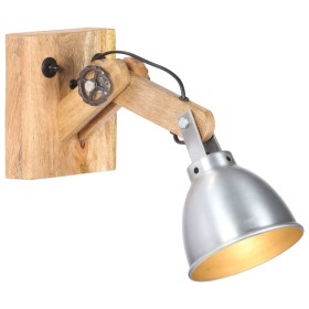 Lámpara de pared madera maciza de mango y hierro plateada E27
