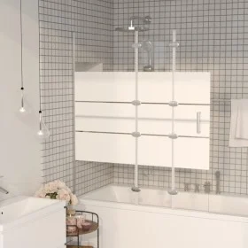 Folding white ESG shower screen 120x140 cm by , shower doors - Ref: Foro24-150739, Price: 158,81 €, Discount: %