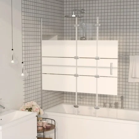 Folding white ESG shower screen 120x140 cm by , shower doors - Ref: Foro24-150739, Price: 158,73 €, Discount: %
