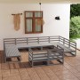 Juego de muebles de jardín 11 piezas madera maciza de pino