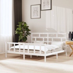Estructura de cama madera maciza de pino blanco 200x200 cm en Camas y somieres | Comprar online en Foro24