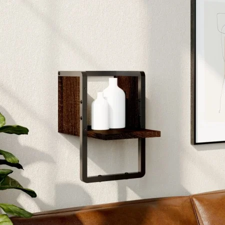 Wall shelf with brown oak bar 20x25x30 cm by , Shelves and shelves - Ref: Foro24-836277, Price: 10,93 €, Discount: %