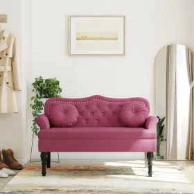 Bench with red velvet cushions 120.5x65x75 cm by , Banks - Ref: Foro24-372144, Price: 200,06 €, Discount: %