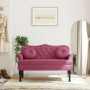 Banco con cojines terciopelo rojo tinto 120,5x65x75 cm de , Bancos - Ref: Foro24-372144, Precio: 216,87 €, Descuento: %