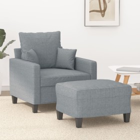 Armchair with stool light gray fabric 60 cm by , Sofas - Ref: Foro24-3201081, Price: 201,96 €, Discount: %