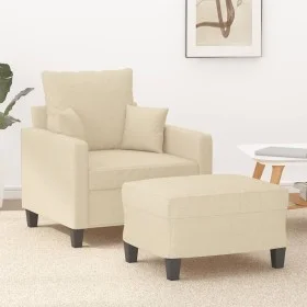 Sillón con taburete tela crema 60 cm de , Sofás - Ref: Foro24-3201083, Precio: 190,47 €, Descuento: %