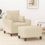 Sessel mit Hocker aus cremefarbenem Stoff 60 cm von , Sofas - Ref: Foro24-3201083, Preis: 193,32 €, Rabatt: %