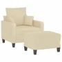 Sessel mit Hocker aus cremefarbenem Stoff 60 cm von , Sofas - Ref: Foro24-3201083, Preis: 190,47 €, Rabatt: %