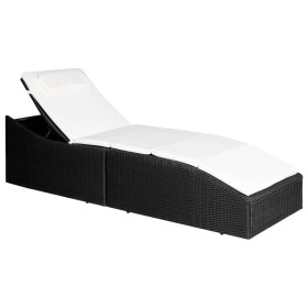 Tumbona con cojín ratán sintético negro de vidaXL, Tumbonas - Ref: Foro24-44134, Precio: 160,28 €, Descuento: %