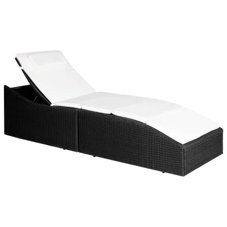 Liege mit schwarzem synthetischem Rattankissen von vidaXL, Liegen - Ref: Foro24-44134, Preis: 160,10 €, Rabatt: %