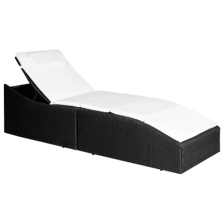 Tumbona con cojín ratán sintético negro de vidaXL, Tumbonas - Ref: Foro24-44134, Precio: 160,28 €, Descuento: %