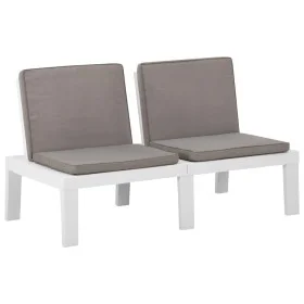 Garden bench with white plastic cushions by , garden benches - Ref: Foro24-315848, Price: 126,59 €, Discount: %