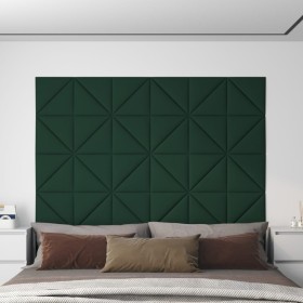 Paneles de pared 12 uds tela verde oscuro 30x30 cm 0,54 m²