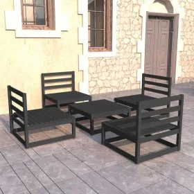 5-teiliges Gartenmöbel-Set mit Kissen aus schwarzem Kiefernholz von , Gartensets - Ref: Foro24-3075268, Preis: 306,31 €, Raba...