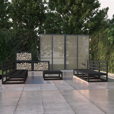 Garden furniture set 5 pieces black solid pine wood by , Garden sets - Ref: Foro24-3075318, Price: 437,11 €, Discount: %