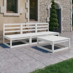 Set de salón de jardín de 4 pzas blanco madera maciza de pino de , Conjuntos de jardín - Ref: Foro24-3075305, Precio: 224,13 ...