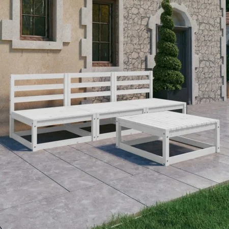 Set de salón de jardín de 4 pzas blanco madera maciza de pino de , Conjuntos de jardín - Ref: Foro24-3075305, Precio: 224,13 ...