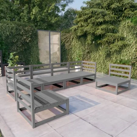 Garden furniture 6 pieces gray solid pine wood by , Garden sets - Ref: Foro24-3075401, Price: 428,15 €, Discount: %