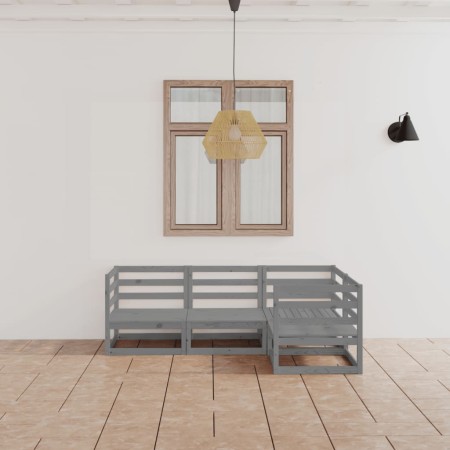 Garden furniture set 4 pieces gray solid pine wood by , Garden sets - Ref: Foro24-3075546, Price: 237,63 €, Discount: %