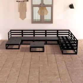 Garden furniture set 8 pieces and black pine wood cushions by , Garden sets - Ref: Foro24-3075713, Price: 582,16 €, Discount: %