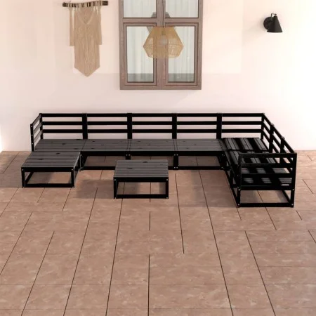 Garden furniture set 8 pieces and black pine wood cushions by , Garden sets - Ref: Foro24-3075713, Price: 582,12 €, Discount: %