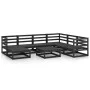 Garden furniture set 8 pieces and black pine wood cushions by , Garden sets - Ref: Foro24-3075713, Price: 582,12 €, Discount: %