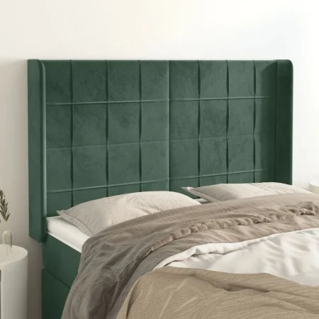 Headboard with dark green velvet ears 147x16x118/128cm by , Headboards and footboards - Ref: Foro24-3119631, Price: 130,09 €,...