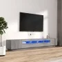 Set muebles TV con LEDs 3 pzas madera contrachapada gris Sonoma de , Muebles TV - Ref: Foro24-3120174, Precio: 157,84 €, Desc...