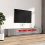 Set muebles TV con LEDs 3 pzas madera contrachapada gris Sonoma de , Muebles TV - Ref: Foro24-3120174, Precio: 157,84 €, Desc...