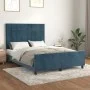 Dark blue velvet bed frame with headboard 140x190 cm by , Beds and slatted bases - Ref: Foro24-3125755, Price: 199,86 €, Disc...
