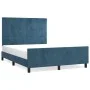 Dark blue velvet bed frame with headboard 140x190 cm by , Beds and slatted bases - Ref: Foro24-3125755, Price: 199,86 €, Disc...