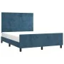 Estructura cama con cabecero terciopelo azul oscuro 140x190 cm de , Camas y somieres - Ref: Foro24-3125755, Precio: 199,84 €,...