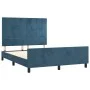 Dark blue velvet bed frame with headboard 140x190 cm by , Beds and slatted bases - Ref: Foro24-3125755, Price: 199,86 €, Disc...