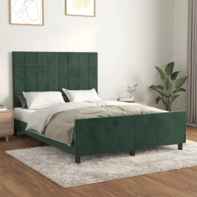 Dark green velvet bed frame with headboard 140x200 cm by , Beds and slatted bases - Ref: Foro24-3125760, Price: 222,05 €, Dis...