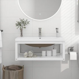 Estructura de baño con lavabo incorporado hierro blanco Estructura de baño con lavabo incorporado hierro blanco